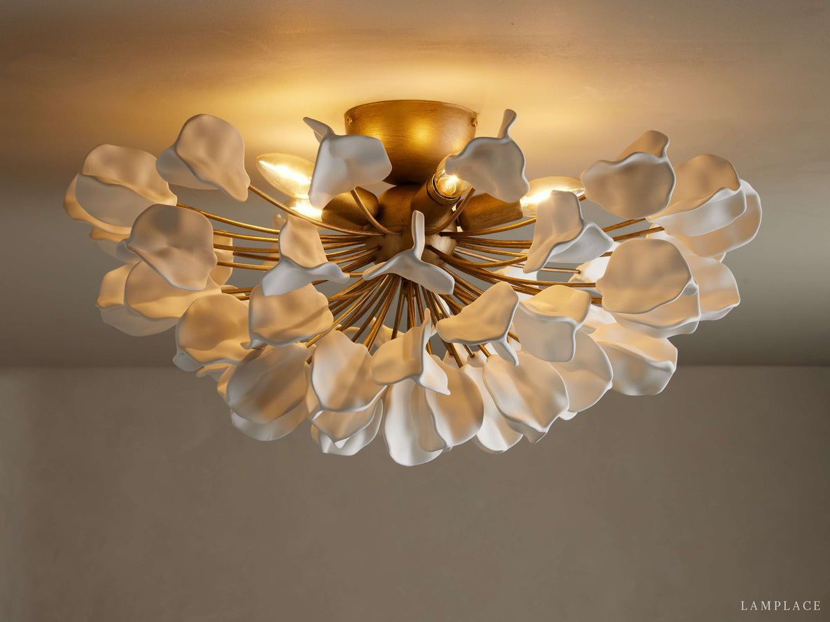 Lunaria Ceramic Leaf Flush Mount
