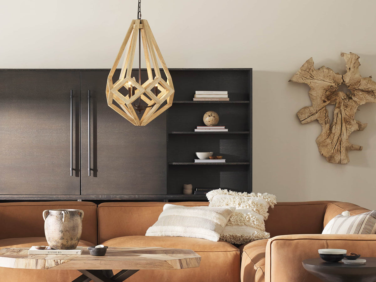 Wooden Prism Natural Frame Chandelier