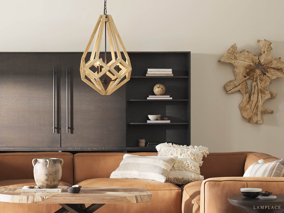 Wooden Prism Natural Frame Chandelier