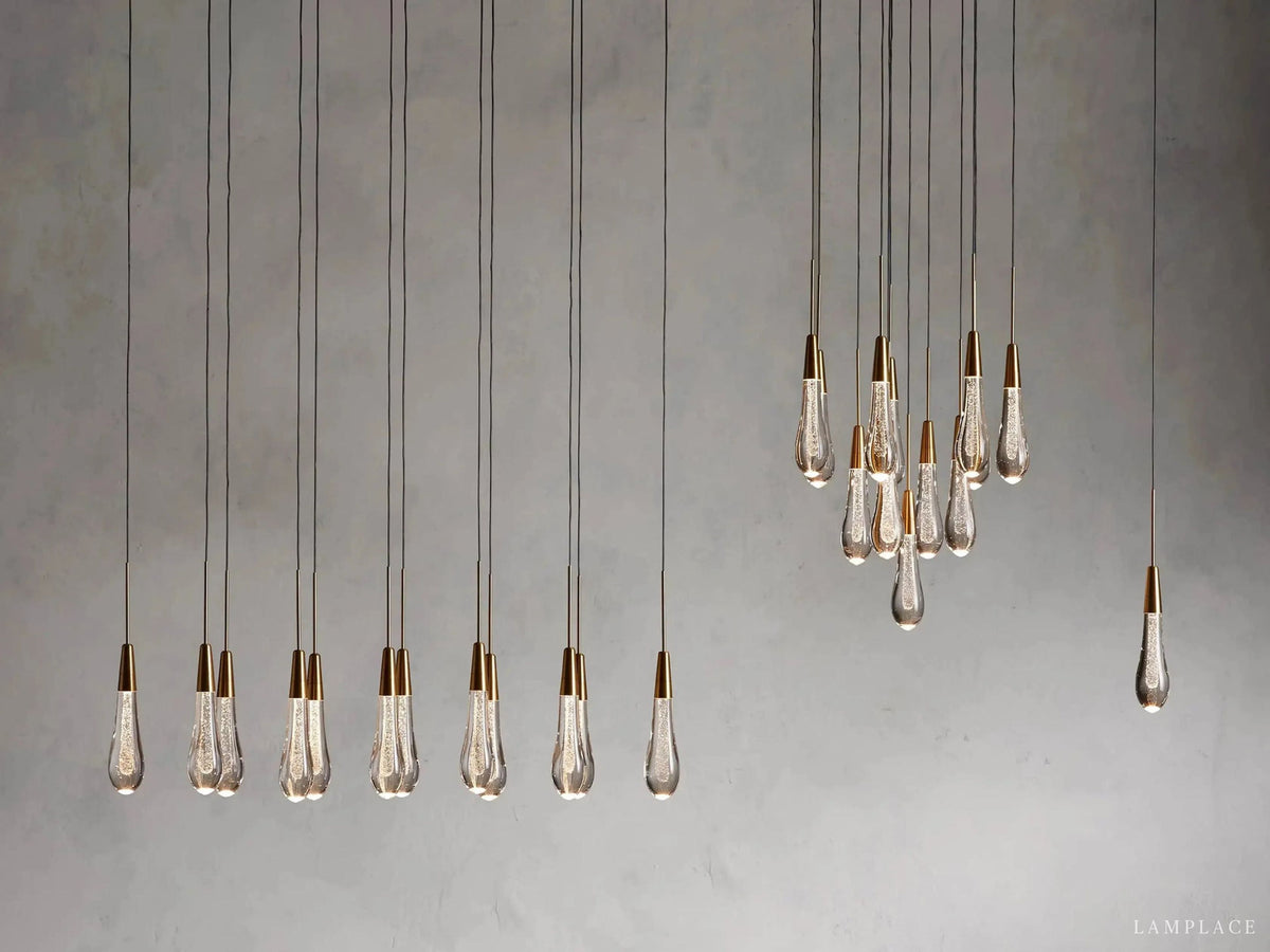Soltaire Raindrop Crystal Cluster Pendant Light