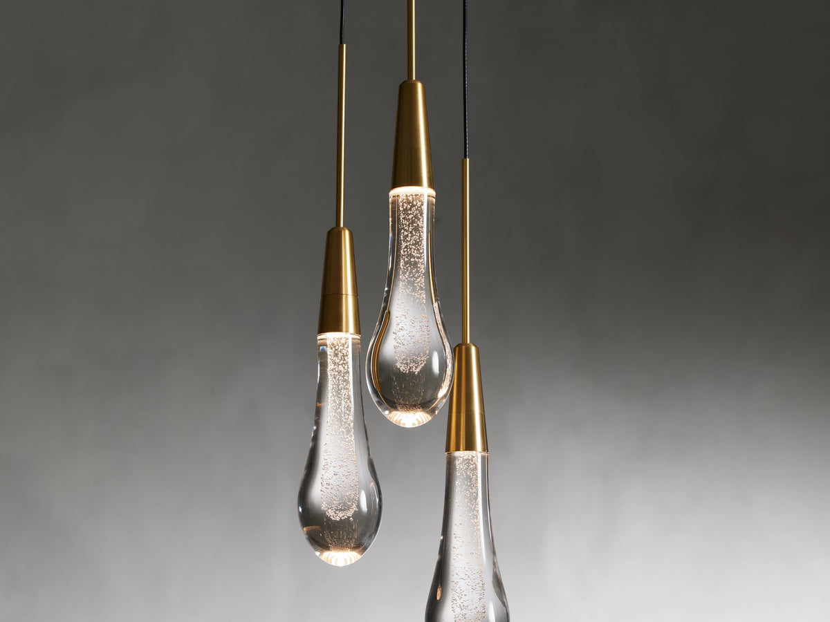 Soltaire Raindrop Crystal Cluster Pendant Light