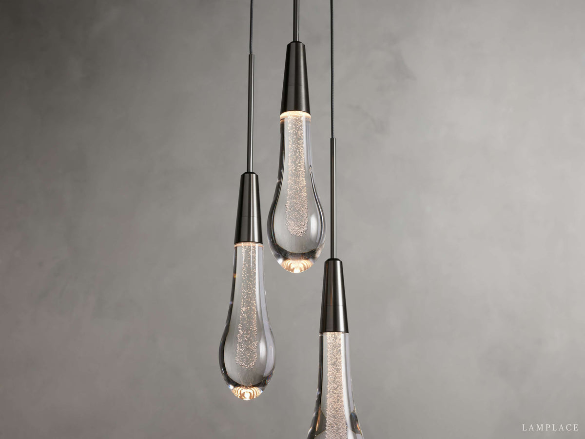 Soltaire Raindrop Crystal Cluster Pendant Light