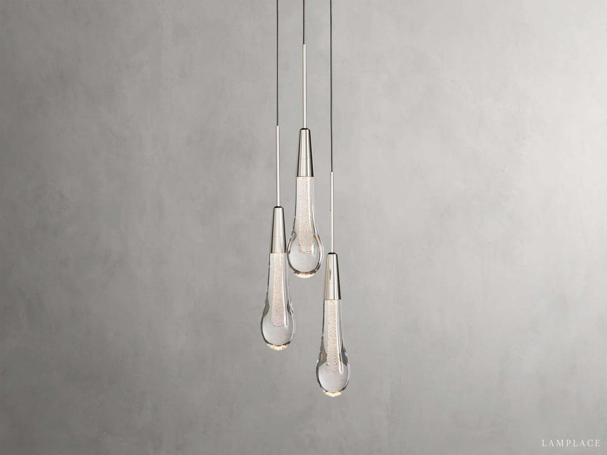 Soltaire Raindrop Crystal Cluster Pendant Light