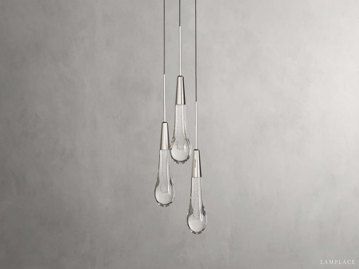 Soltaire Raindrop Crystal Cluster Pendant Light