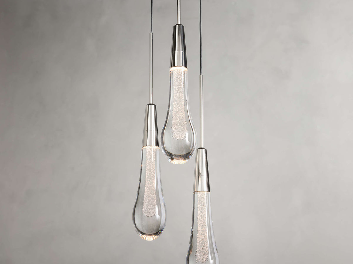 Soltaire Raindrop Crystal Cluster Pendant Light