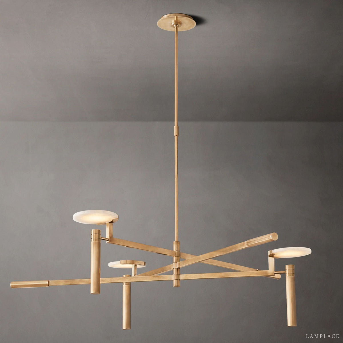 Halver Alabaster Dome Round Chandelier 45"