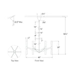 Brilora Etched Wave Round Chandelier 40"