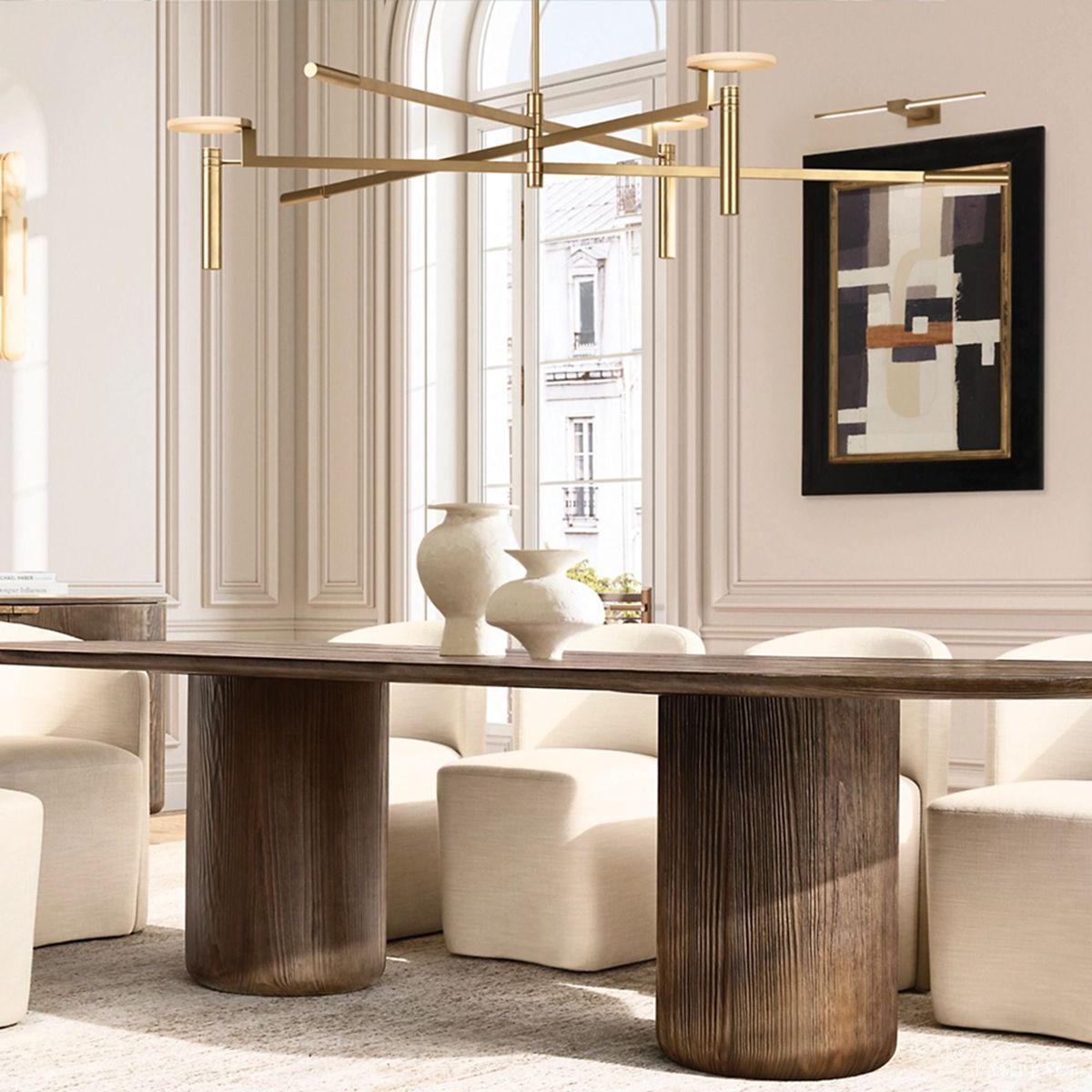 Halver Alabaster Dome Round Chandelier 60"