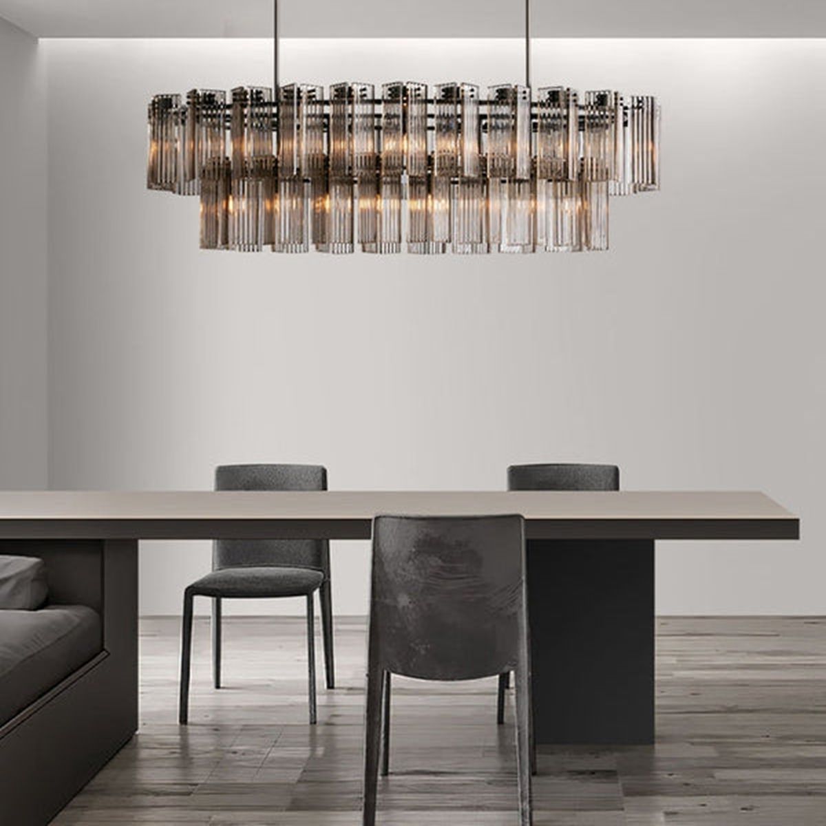 Delsie Reeded Glass Oval Chandelier