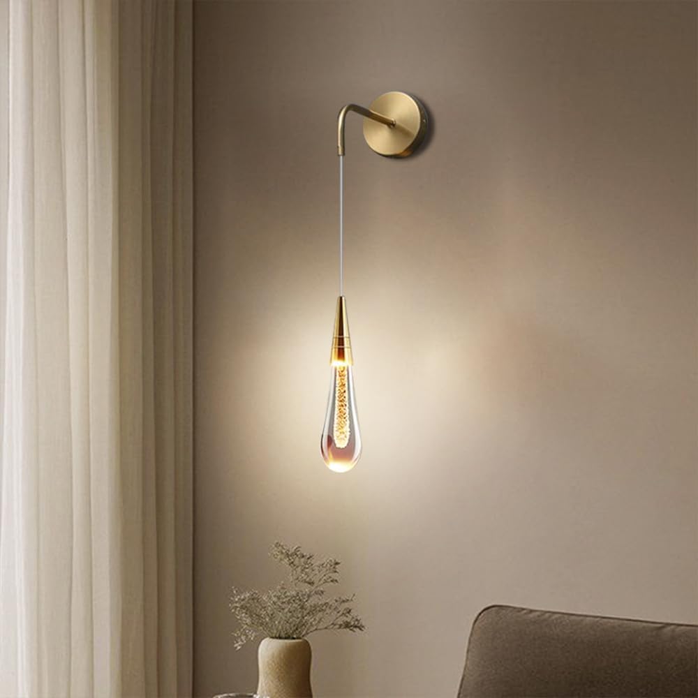 Soltaire Raindrop Glass Cord Wall Sconce