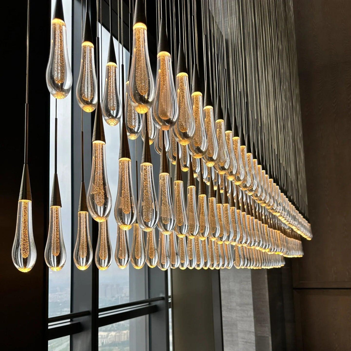Soltaire Raindrop Glass Linear Chandelier