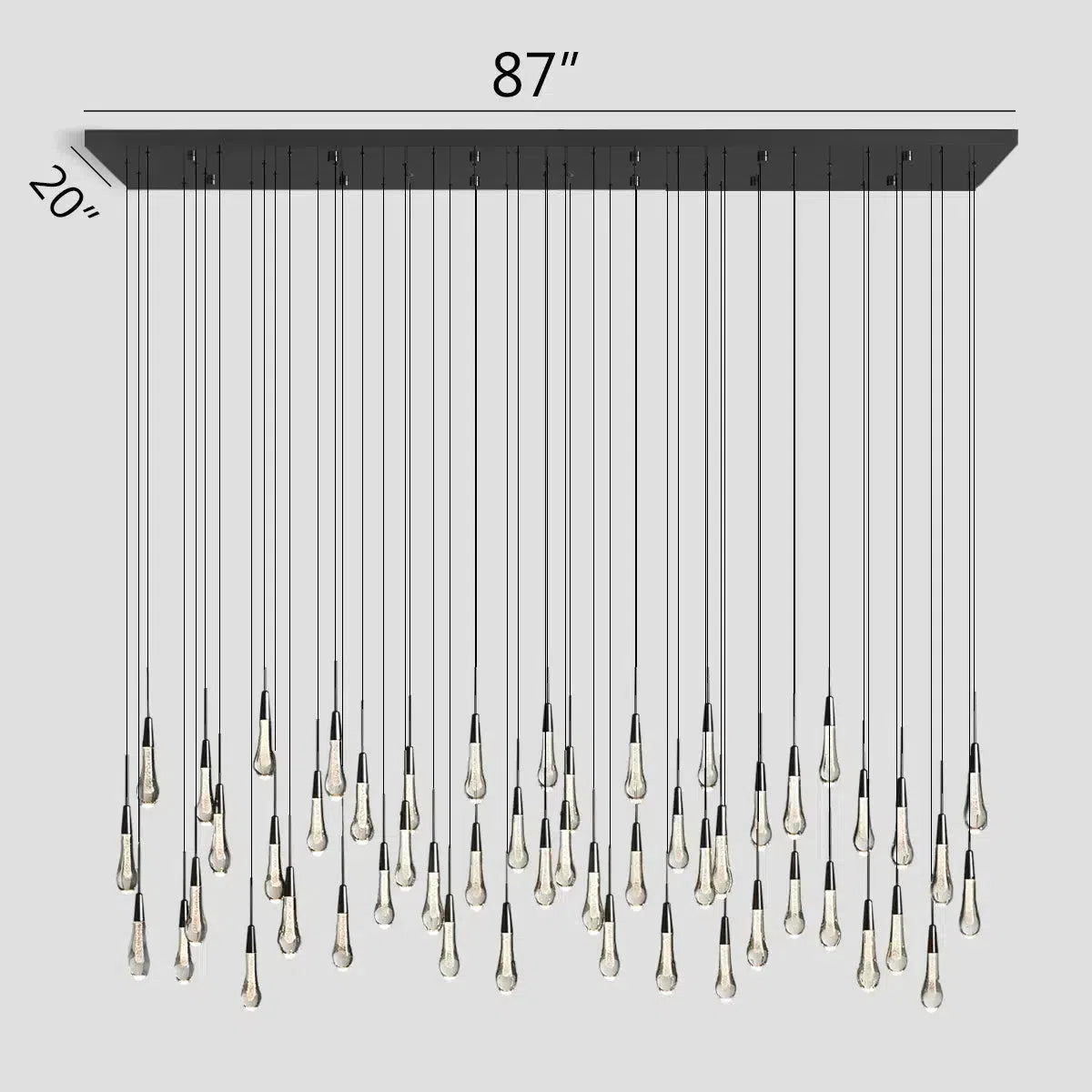 Soltaire Raindrop Glass Linear Chandelier