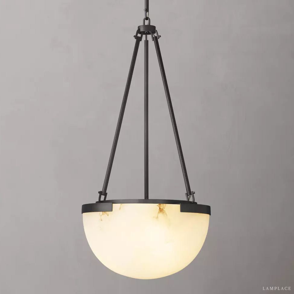 Halver Alabaster Dome Pendant Light