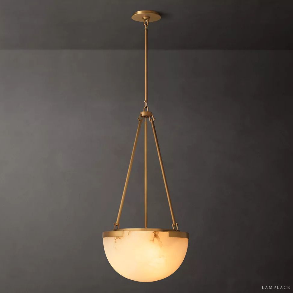 Halver Alabaster Dome Pendant Light