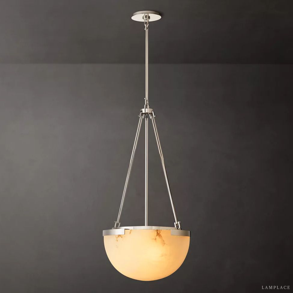 Halver Alabaster Dome Pendant Light