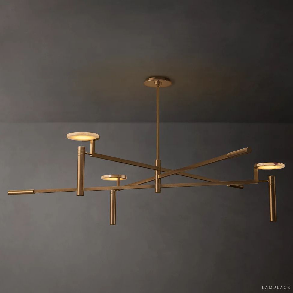 Halver Alabaster Dome Round Chandelier 60"