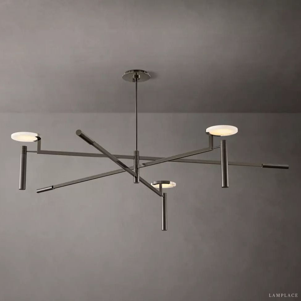 Halver Alabaster Dome Round Chandelier 60"