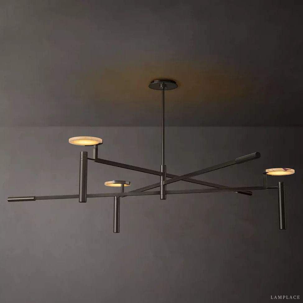 Halver Alabaster Dome Round Chandelier 60"