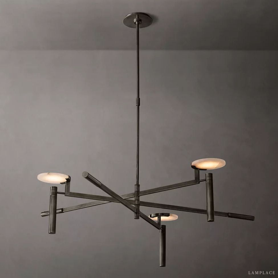 Halver Alabaster Dome Round Chandelier 45"