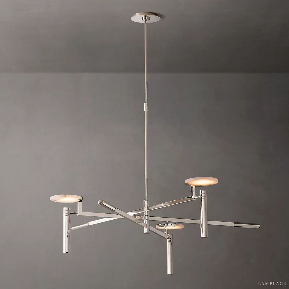 Halver Alabaster Dome Round Chandelier 45"