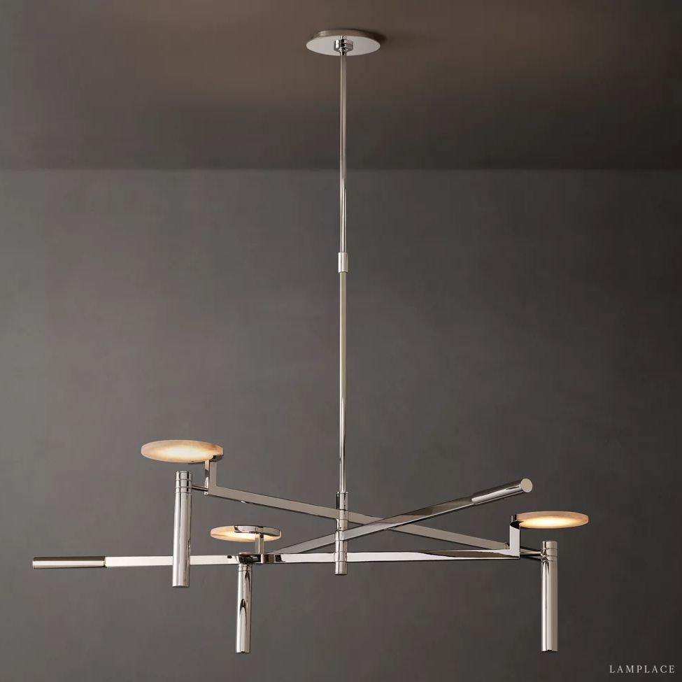 Halver Alabaster Dome Round Chandelier 45"