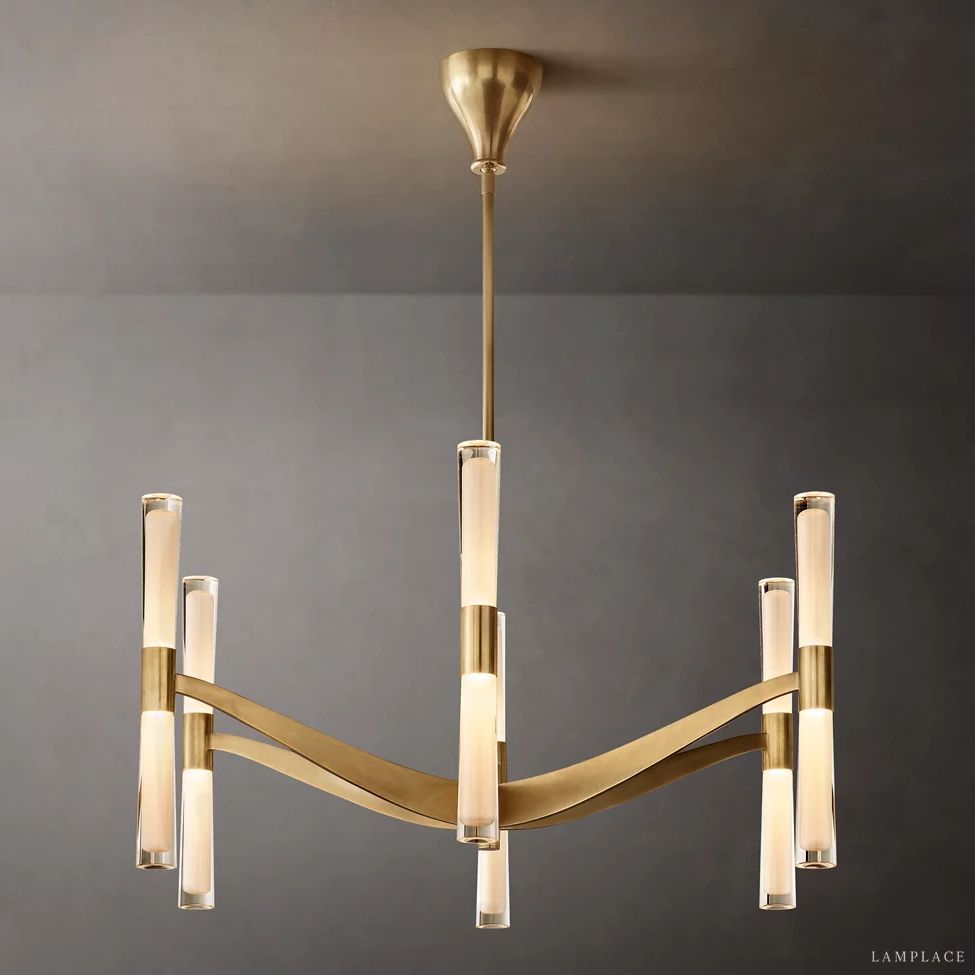 Brilora Etched Wave Round Chandelier 40"
