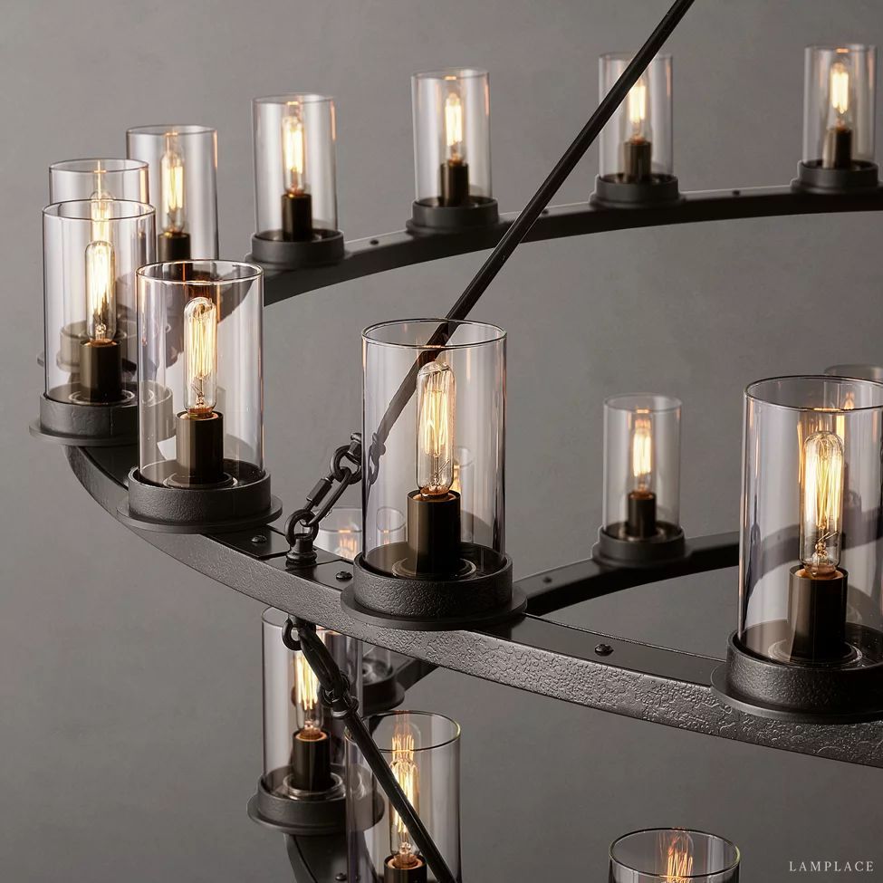Ondra Flare Burnt Two-Tier Round Chandelier 60"