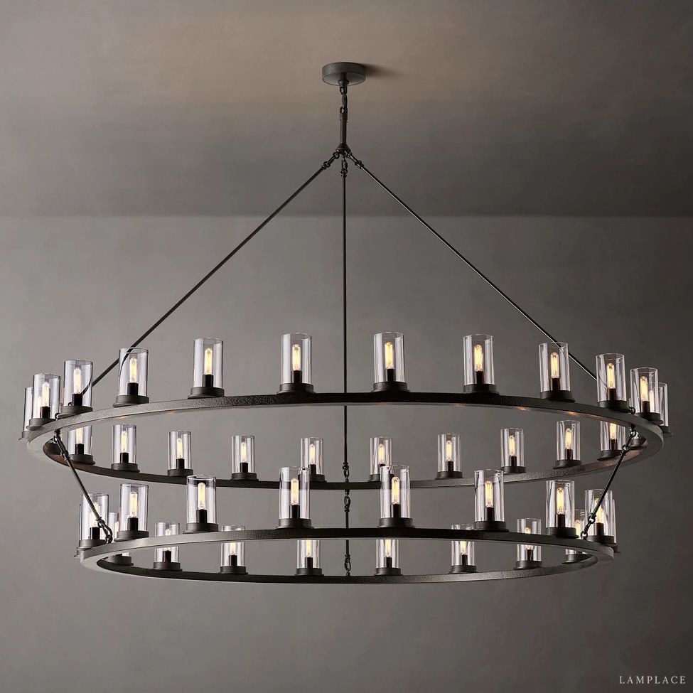 Ondra Flare Burnt Two-Tier Round Chandelier 72"