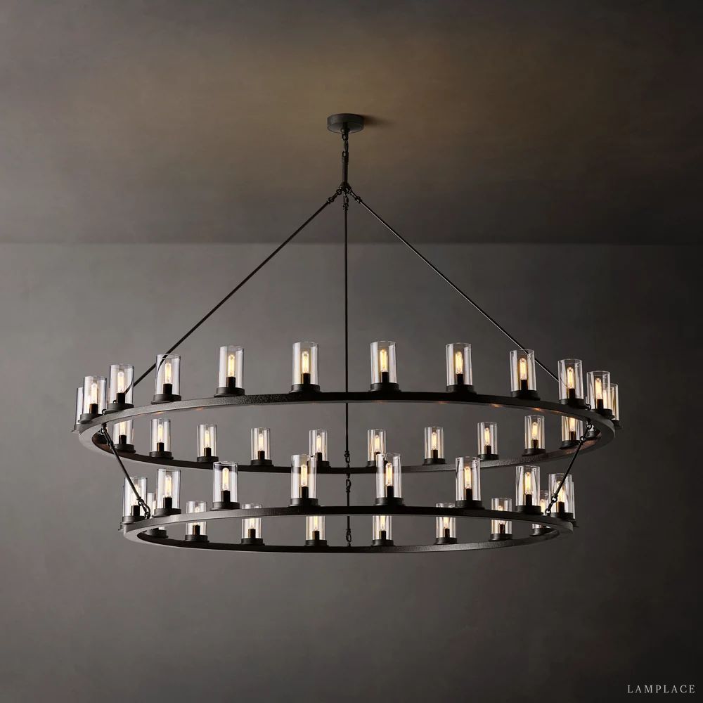 Ondra Flare Burnt Two-Tier Round Chandelier 72"