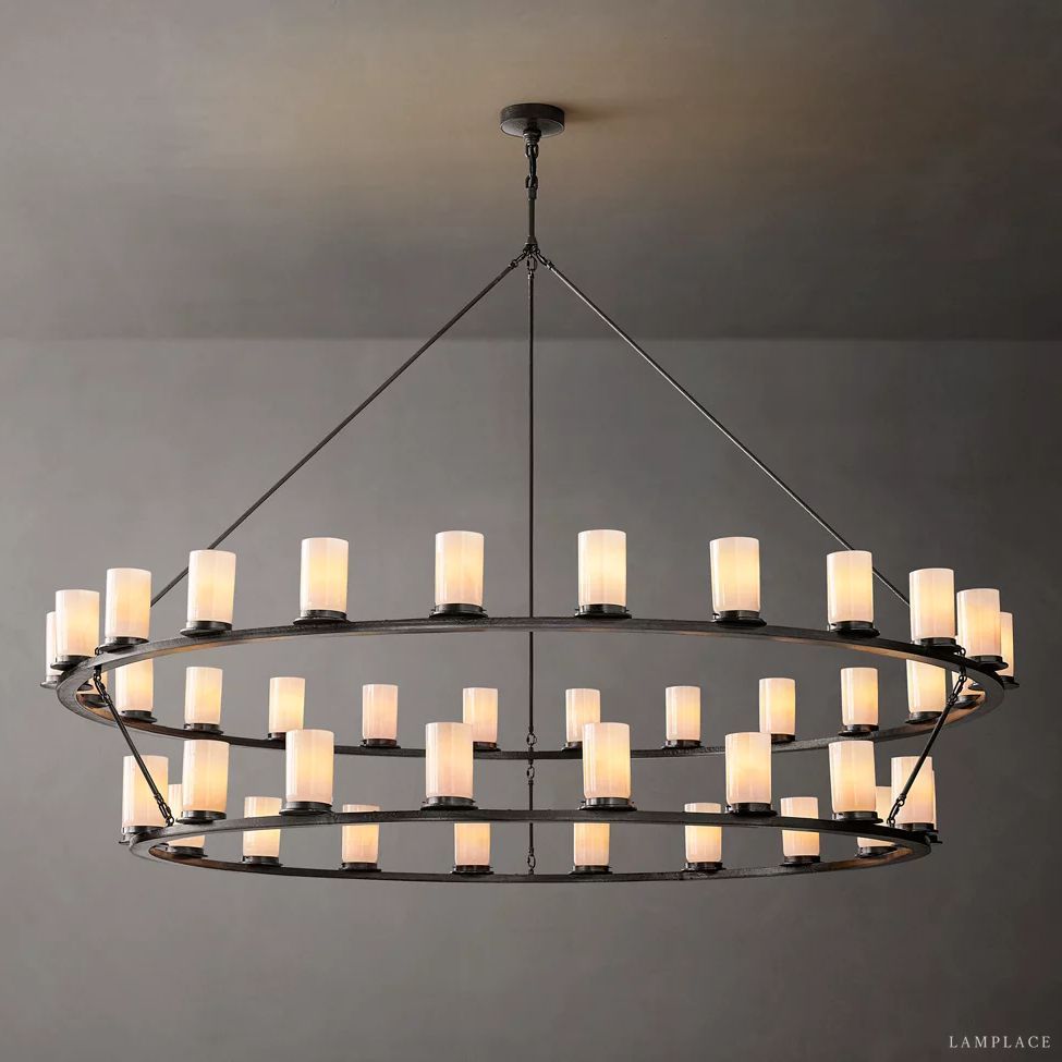 Ondra Flare Burnt Two-Tier Round Chandelier 72"