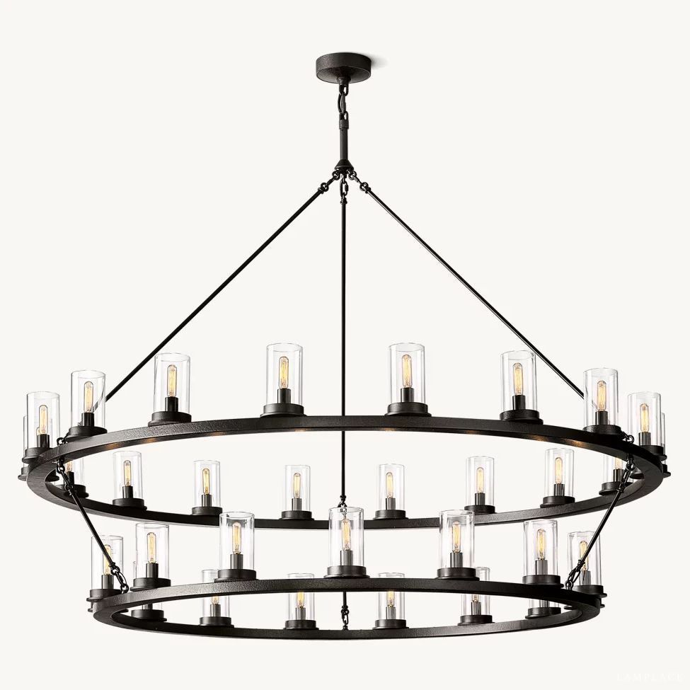 Ondra Flare Burnt Two-Tier Round Chandelier 60"