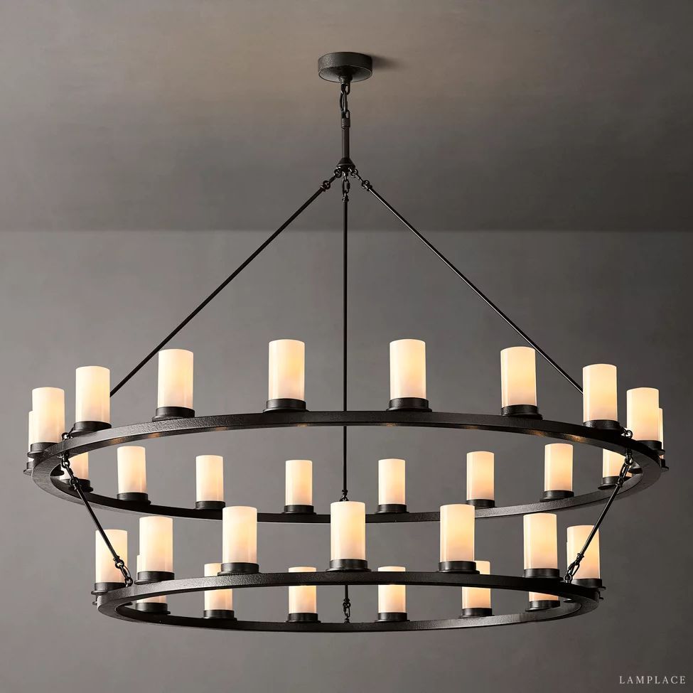 Ondra Flare Burnt Two-Tier Round Chandelier 60"