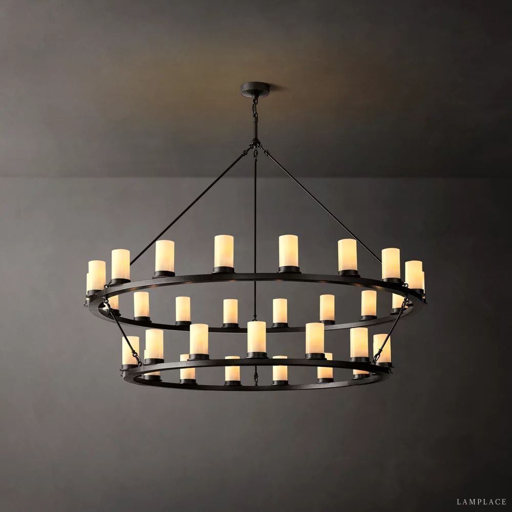 Ondra Flare Burnt Two-Tier Round Chandelier 60"