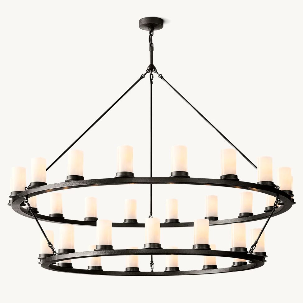 Ondra Flare Burnt Two-Tier Round Chandelier 60"