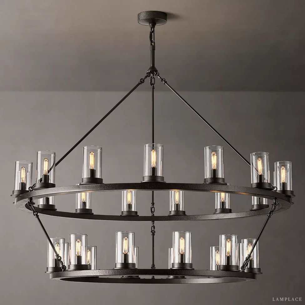 Ondra Flare Burnt Two-Tier Round Chandelier 48"