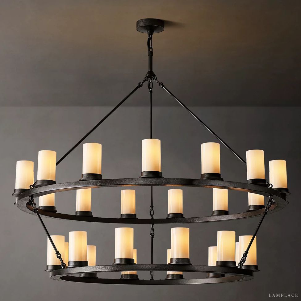 Ondra Flare Burnt Two-Tier Round Chandelier 48"