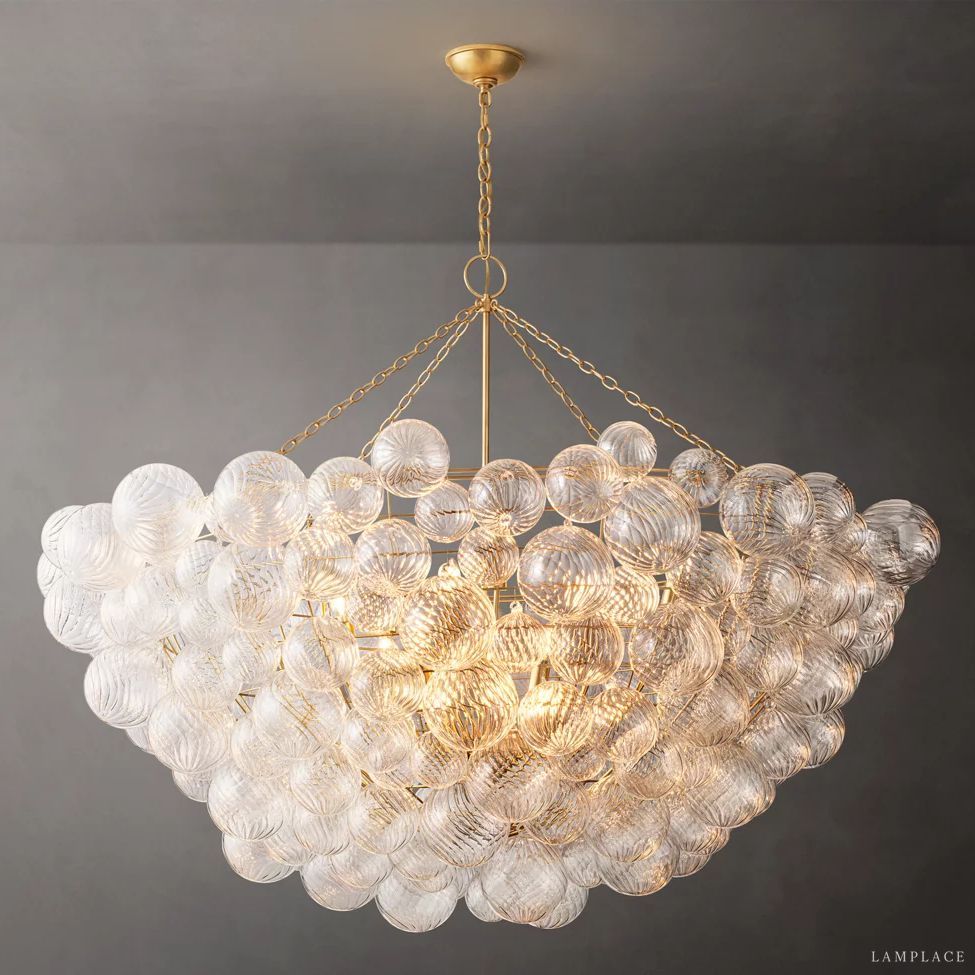 Dorian Swirled Glass Round Chandelier 66"