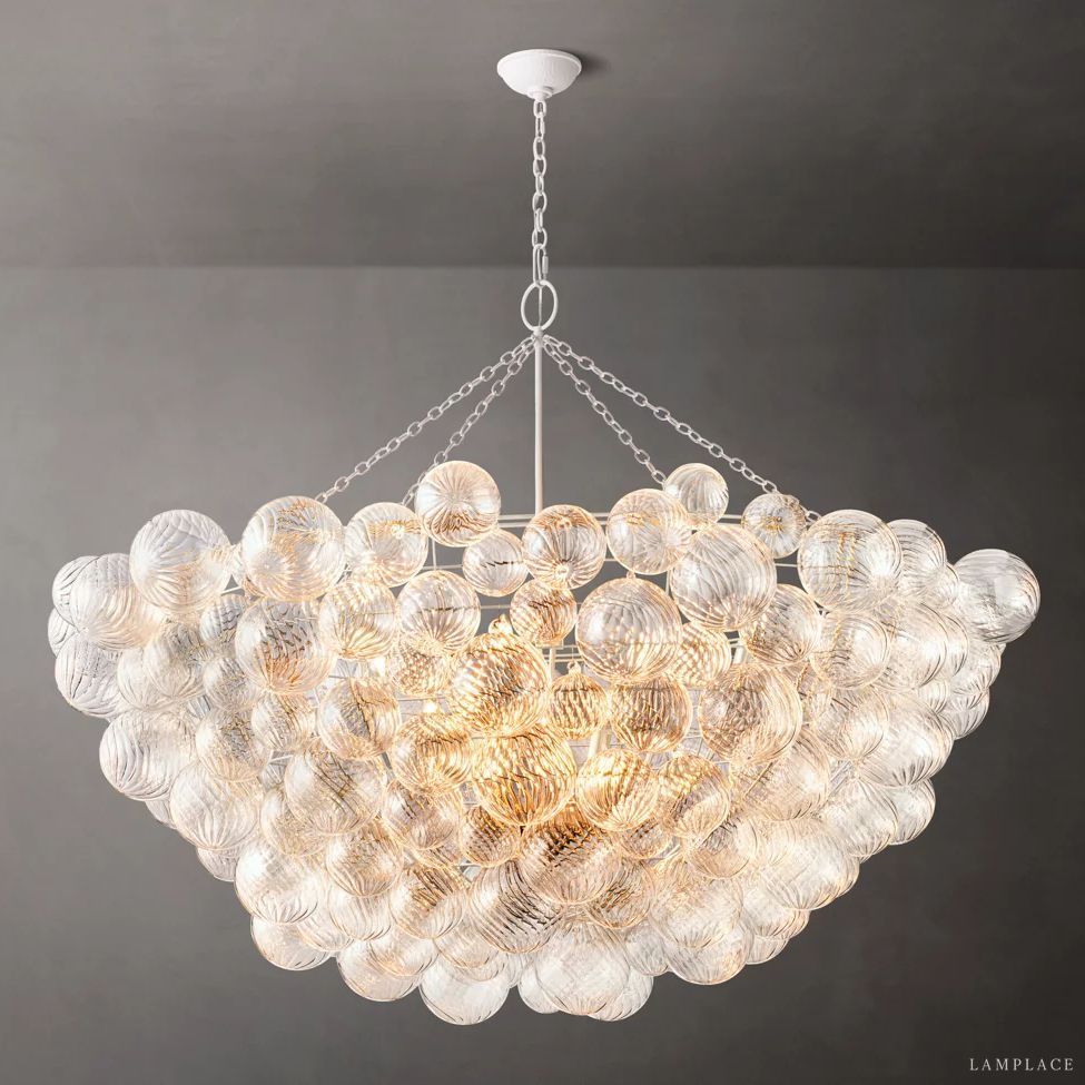 Dorian Swirled Glass Round Chandelier 66"