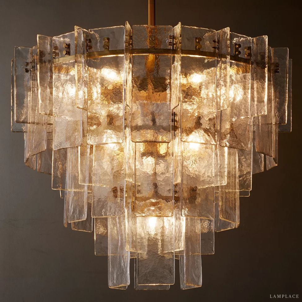 Lattice Module Glass Tiered Round Chandelier 36"