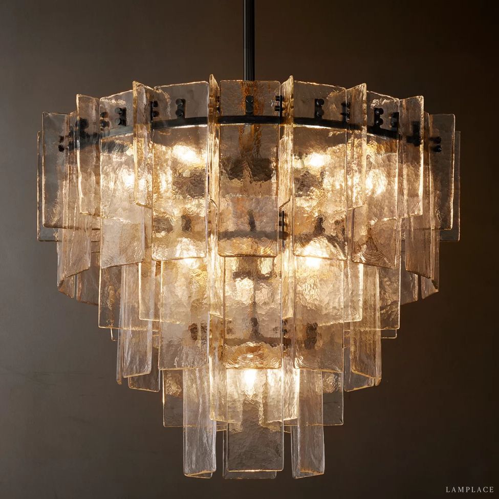 Lattice Module Glass Tiered Round Chandelier 36"