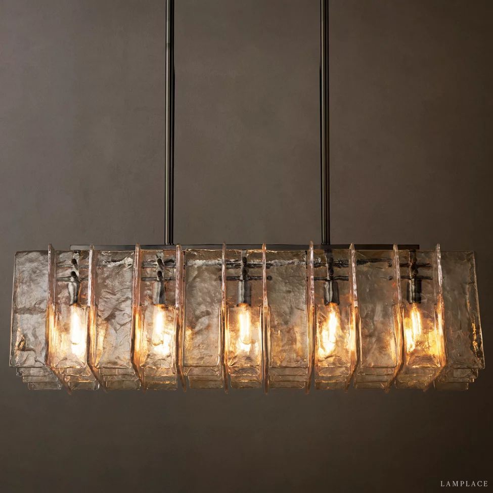 Lattice Module Glass Rectangular Chandelier 49"