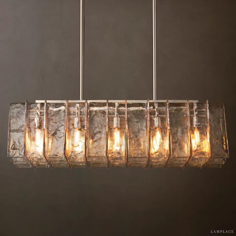 Lattice Module Glass Rectangular Chandelier 49"