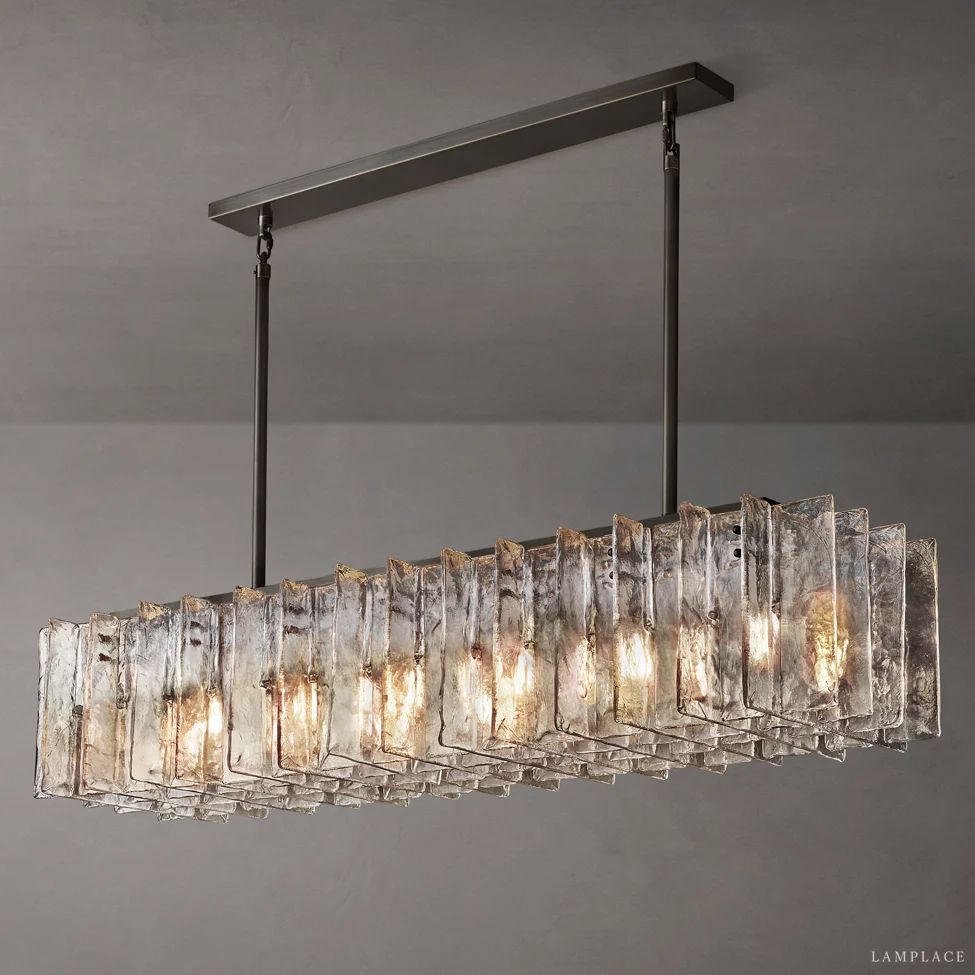 Lattice Module Glass Rectangular Chandelier 49"
