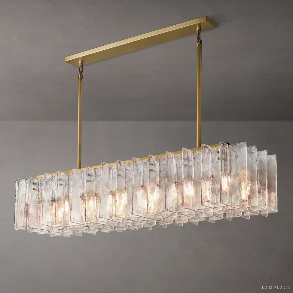 Lattice Module Glass Rectangular Chandelier 67"
