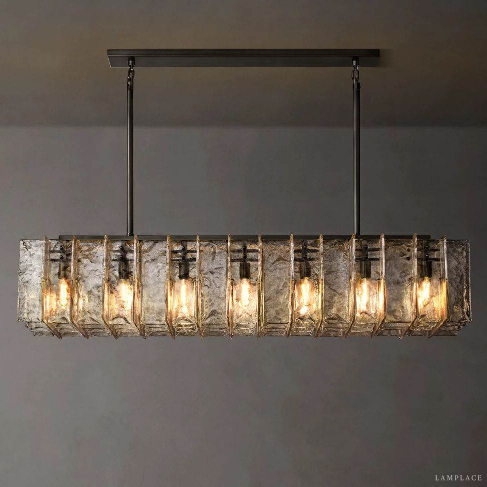 Lattice Module Glass Rectangular Chandelier 67"
