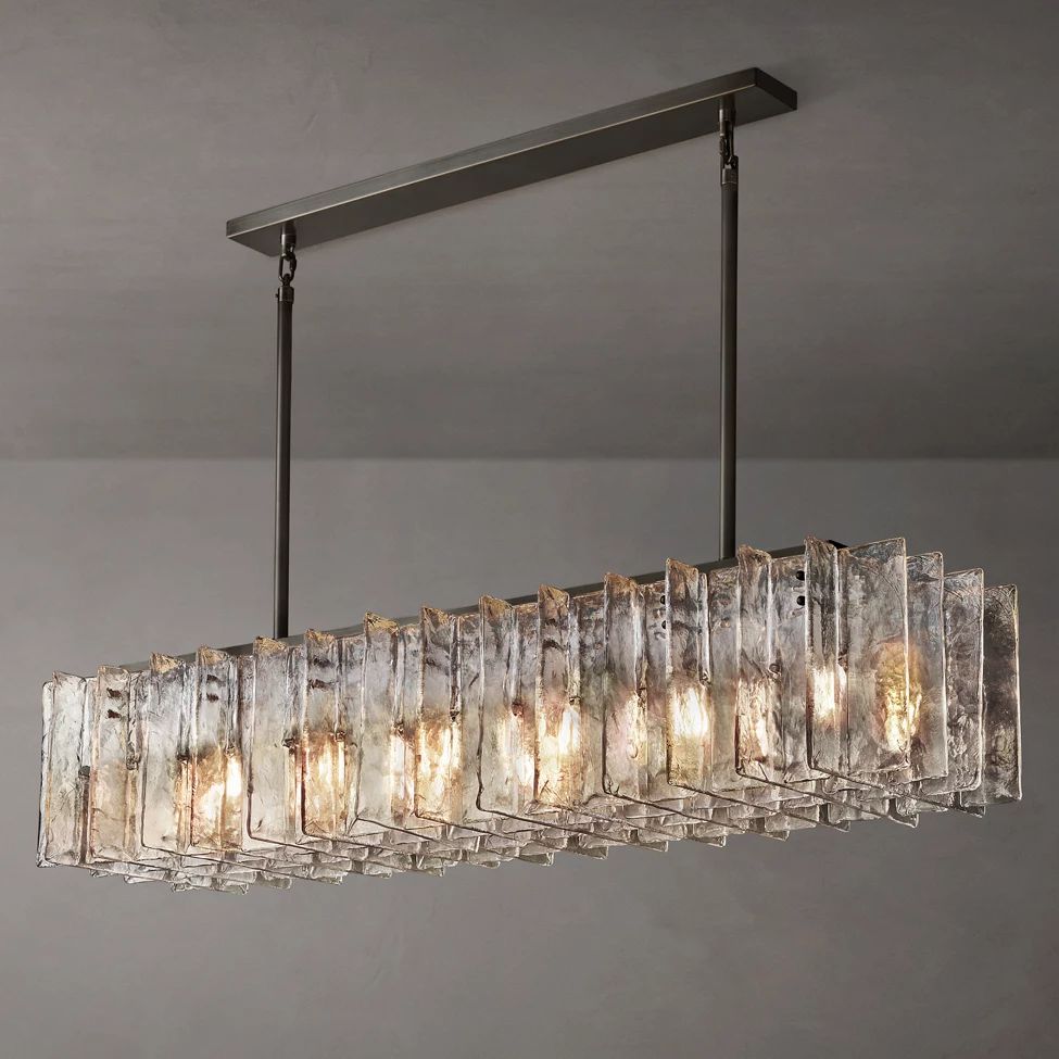 Lattice Module Glass Rectangular Chandelier 67"