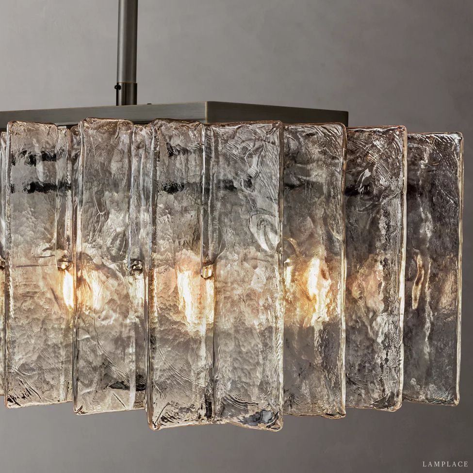 Lattice Module Glass Rectangular Chandelier 67"