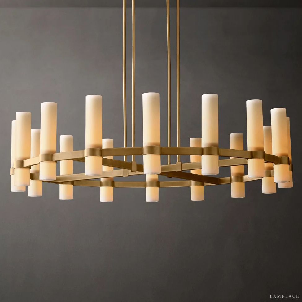 Ravelle Milk Glass Round Chandelier 48"