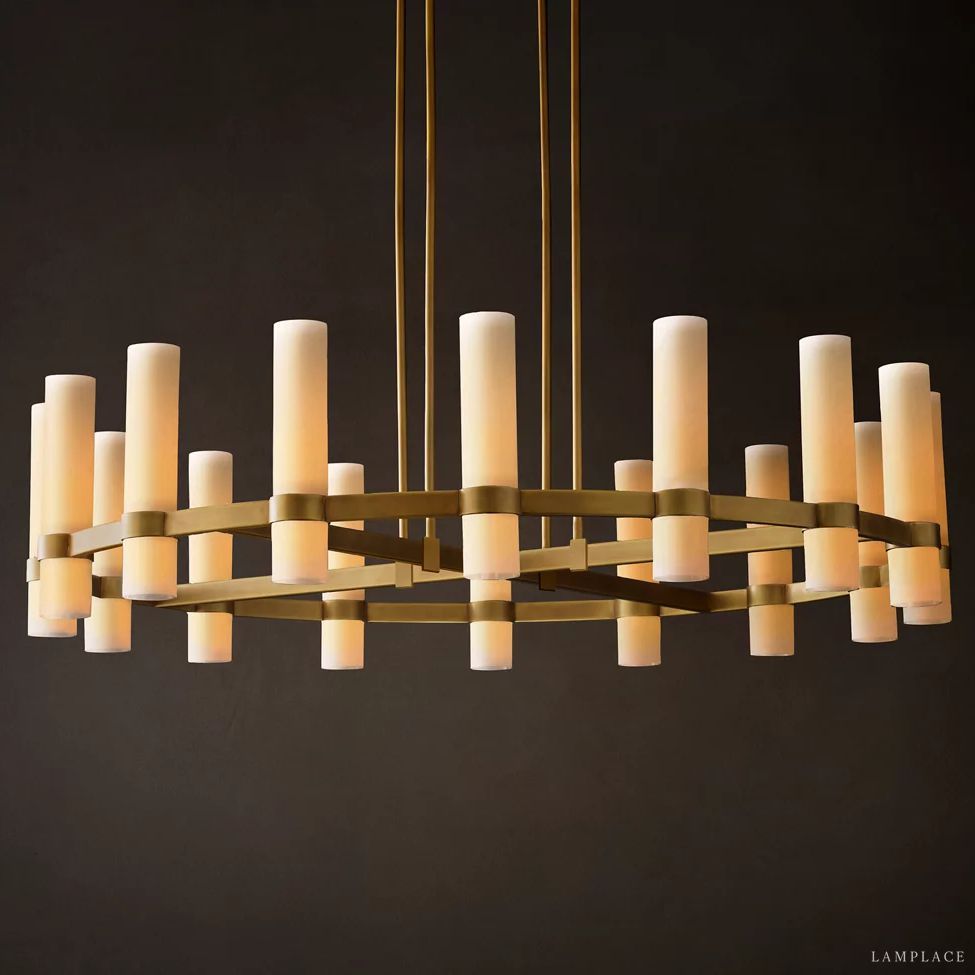 Ravelle Milk Glass Round Chandelier 48"