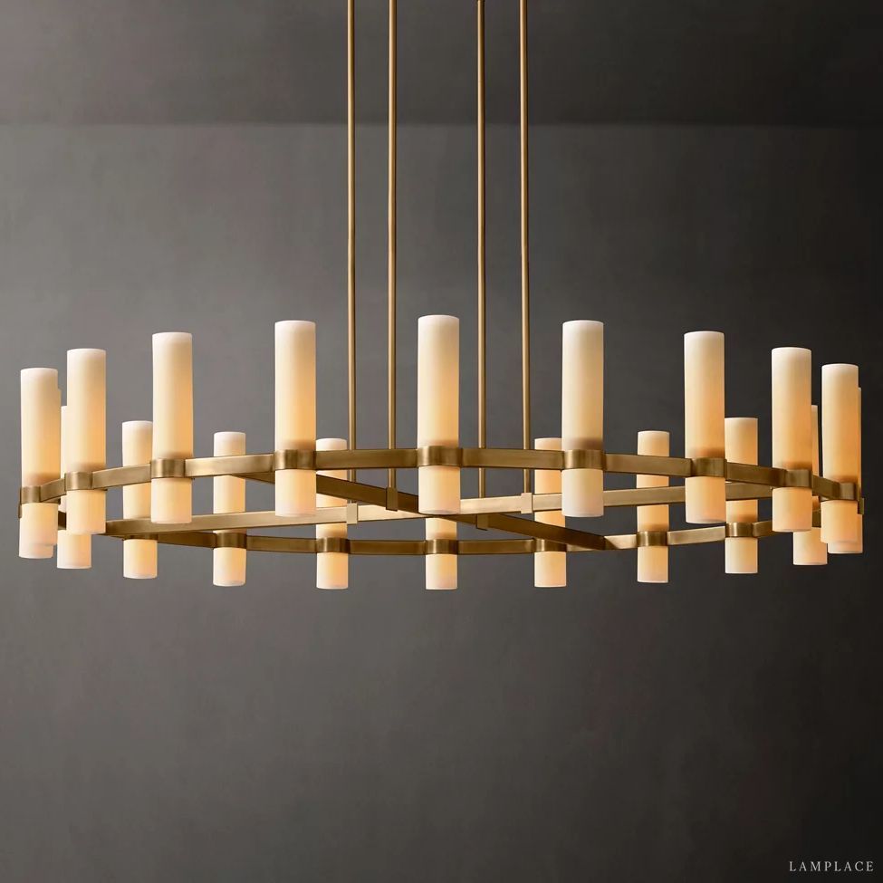 Ravelle Milk Glass Round Chandelier 60"